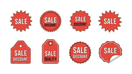 Vintage Sale Stickers – Retro Red and White Price Tags and Discount Labels