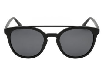 Stylish black sunglasses with round frames isolated on transparent background, offering eye protection and a fashionable look