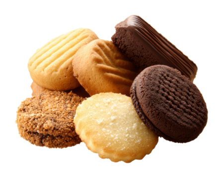 Assorted cookies display culinary showcase food sweetness isolated on transparent background