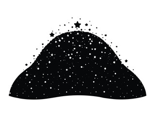 Vector art of silhouette of a hill covered in stars
