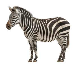 Fototapeta premium Zebra grazing in nature wild animal african savannah view isolated on transparent background