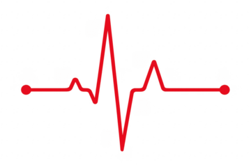 Red heartbeat line displaying medical pulse on transparent background