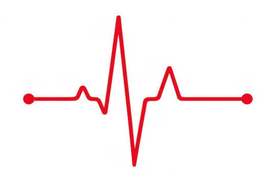 Red heartbeat line displaying medical pulse on transparent background