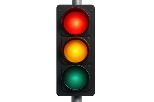 Traffic light showing all illuminating controlling road safety