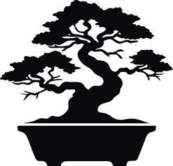 Elegant bonsai tree in a ceramic pot with delicate branches in a zen style isolated on white background isolated on transparent background