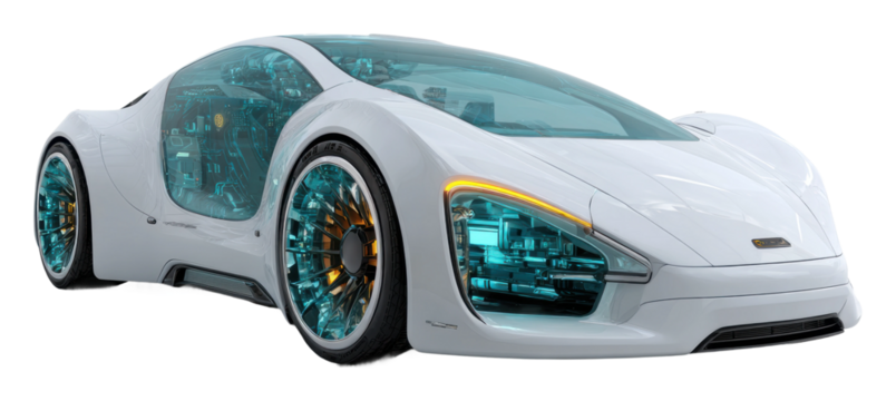Futuristic electric vehicle showcase urban digital modern view isolated on transparent background