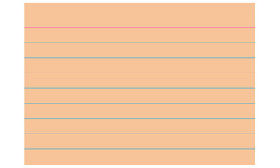 Peach colored lined notepad paper sheet isolated on transparent background