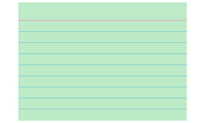 Light green lined notepad paper sheet isolated on transparent background