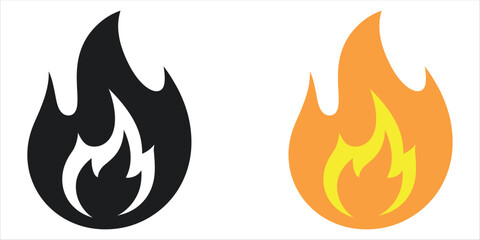 Vector illustration of a fire flame icon — modern burning symbol representing heat, energy, passion, and power, designed in a clean and dynamic style.