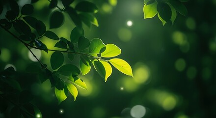 Enchanting sunlight filtering through lush green leaves creates a peaceful, calming natural backdrop