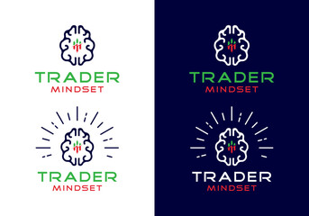 stock trading and investment logo icon with brain
