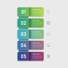 Numbered Vertical Infographic List with Gradient Steps and Icons