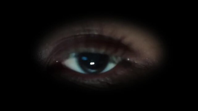 eye in the dark one eye blinked one seeing eye. black eyes blink.