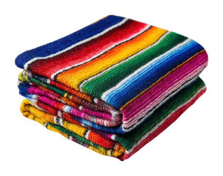 Colorful striped blankets home textile isolated on transparent background