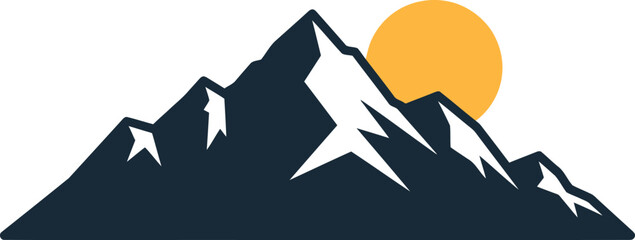Minimalist Mountain Silhouette with Sun