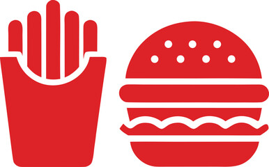 French Fries and Burger Duo Icon for Fast Food