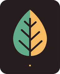 Flat icon of a half green, half yellow leaf