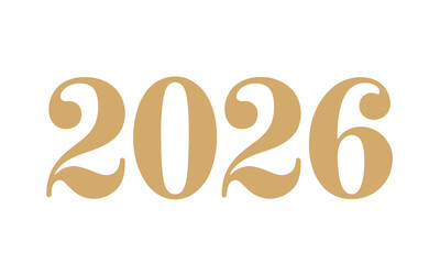 Elegant Gold “2026” Typography on white Background