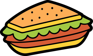 Minimalist Deli Sandwich with Layers Vector Art