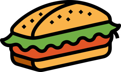 Stylish Hand Drawn Sandwich Food Icon