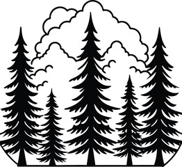 Fototapeta premium Moody pine forest landscape with rising mist evoking a serene and mysterious atmosphere isolated on white background isolated on transparent background