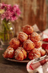 Homemade rustic deep fried donut with sugar