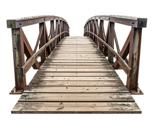Fototapeta premium Rustic Wooden Bridge with Industrial Metal Supports