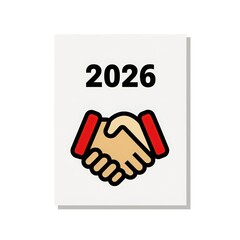 Year 2026: A Graphic Depiction of Agreement: A visual representation of collaboration and future commitment, where the graphic design of shaking hands meets the forward-looking year 2026.