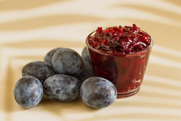 Jar of homemade plum jam