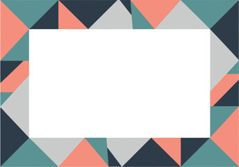 Geometric Rectangle Frame with Coral, Teal, and Gray Triangles