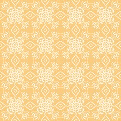 A seamless geometric floral pattern in yellow and cream tones, inspired by traditional Thai design.