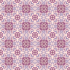 Purple and Pink Floral Mandala Seamless Pattern, Elegant Decorative Background