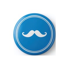 Obraz premium Blue Mustache Button: A simple yet stylish blue button with a white mustache design, symbolizing creativity, sophistication, and a touch of quirkiness.