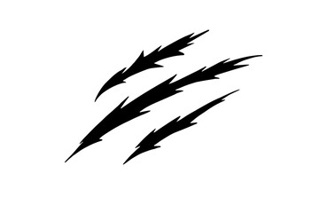 Obraz premium Three black claw scratches isolated on a transparent background. Perfect for Halloween designs, horror themes, and animalistic effects.