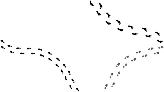 Human footprints on transparent background. Human traces, track, shoe, tracking, sole, shoeprints - stock vector and PNG.