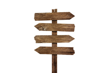 Wooden Signpost Collection Isolated on White Background.