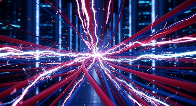 Electric Discharge Through Cables High Tech Energy Transfer System Visual