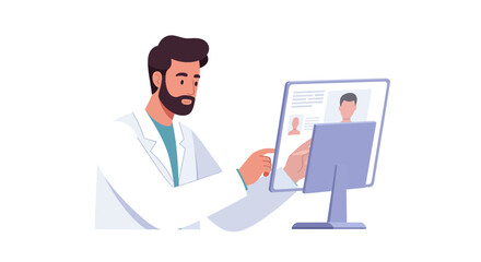 Doctor using digital tablet for patient records in modern medical clinic, providing telemedicine consultation, healthcare innovation for a healthier future