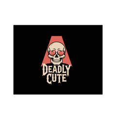  Deadly Cute Skull with Heart Eyes - Retro Vintage Love Typography Vector.svg