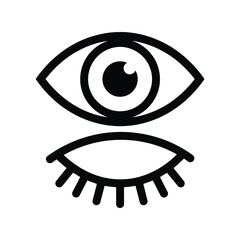 Abstract open and closed eye symbol minimalist line art icon graphic design vector