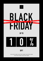 Black Friday Sale Banner Template with Red Discount Bar and 10 Percent Off Typography