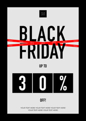 Black Friday Sale Banner Template with Red Discount Bar and 30 Percent Off Typography