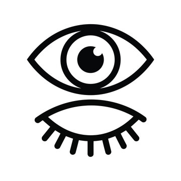 Abstract open and closed eye symbol minimalist line art icon graphic design vector