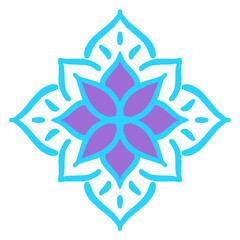 Blue and Purple Floral Mandala