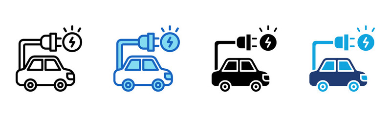 Electric Vehicle icon Multi Style Vector Illustration