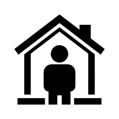 Home icon person inside house symbol representing residence safety security and occupancy vector