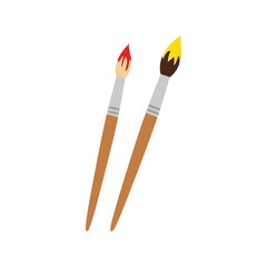 Two paint brushes with colorful paint drops for artistic creation and design vector