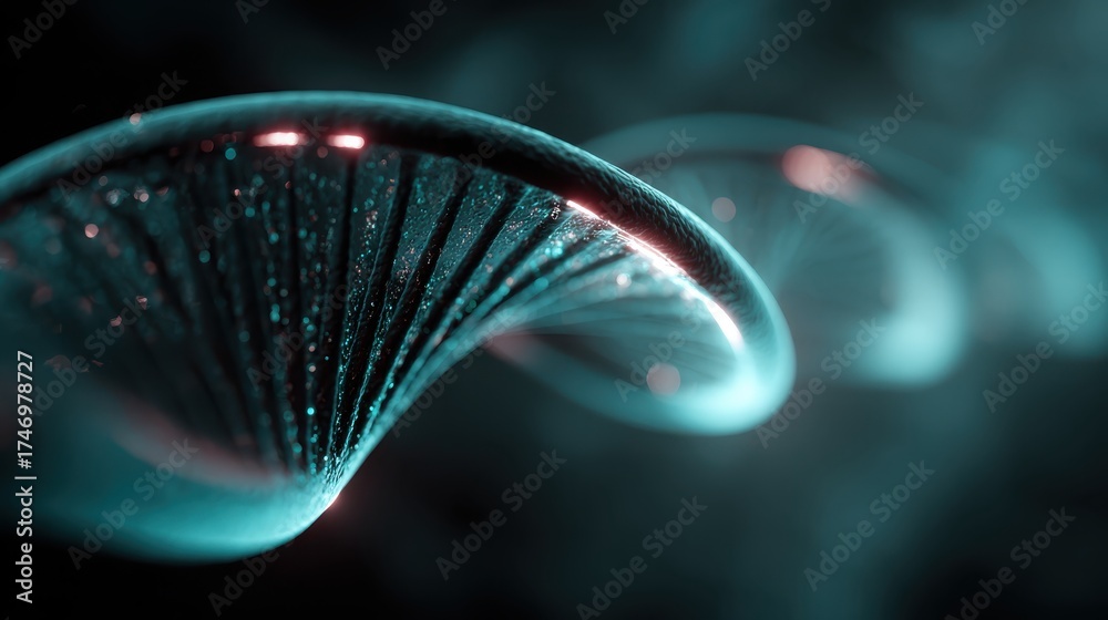 Wall mural glowing abstract visualization of dna structure and patterns in medical art