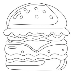 Burger vector illustration, outline, silhouette 