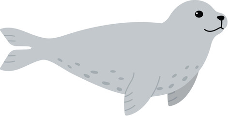 Adorable harbor seal cartoon swimming, Marine animal character illustration